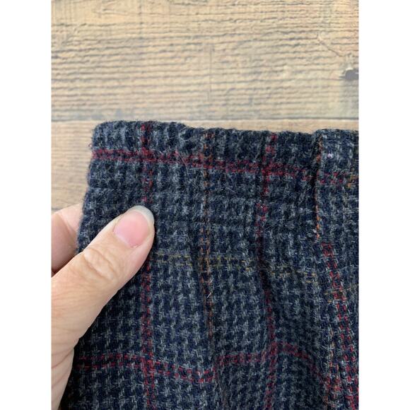 Vintage Wool Blend Herringbone Plaid Lined Pleated Trousers Pants Size 14 Cozy - Picture 9 of 10
